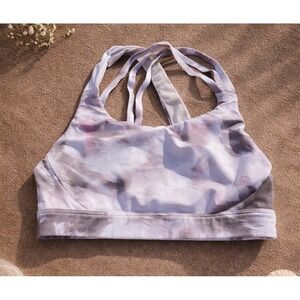 Athleta size S white and purple Swirl racerback sports bra Athletic Wear Gym